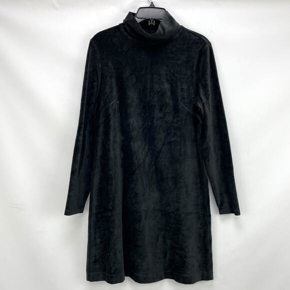 Everlane Womens The Velour Mini Dress Large Black Mockneck Long Sleeve NWOT - Picture 5 of 10